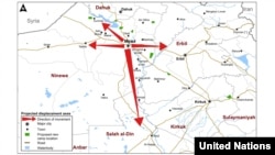 This U.N. map shows expected paths of escape from Mosul.