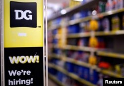 A sign is seen inside a Dollar General store in Chicago, Illinois, U.S. May 23, 2016.