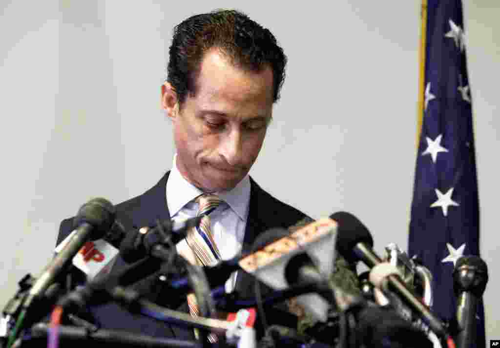 June 16: U.S. Rep. Anthony Weiner announces his resignation from Congress Brooklyn, New York. Weiner resigned from Congress, saying he cannot continue in office amid the intense controversy surrounding sexually explicit messages he sent online to several
