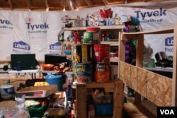 Canned foods, coffee, and blankets are among the items being donated and purchased with donated funds in the Oceti Sakowin camp as protesters hunker down for winter (Photo: E. Sarai/VOA)