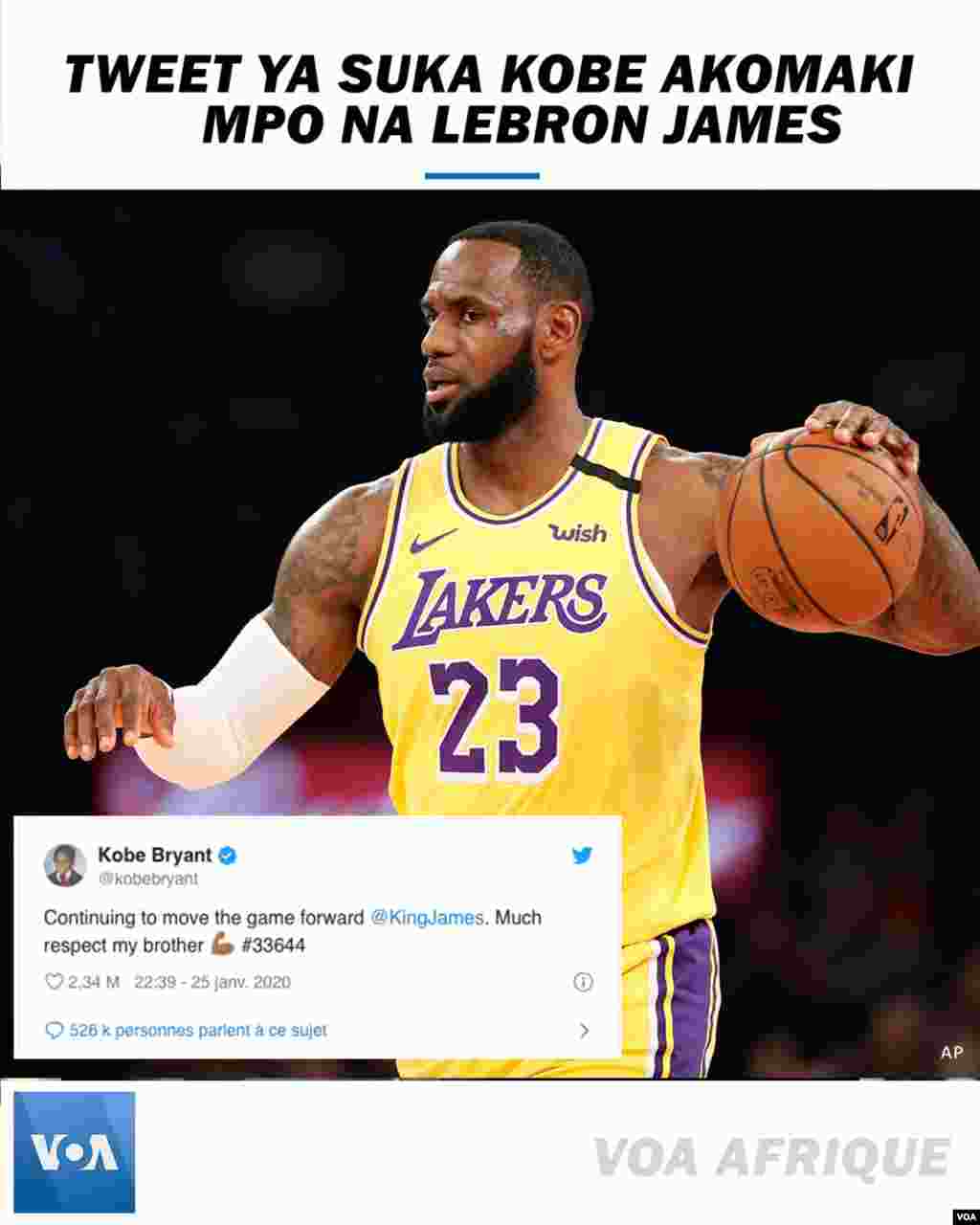 Tweet ya suka Kobe akomaki mpo na Lebron James