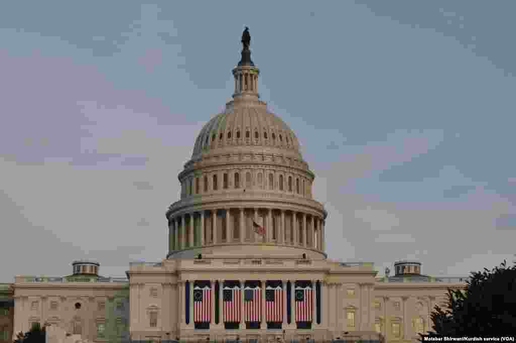 The U.S. Capitol at dusk on the eve of Friday's presidential inauguration in Washington, D.C., Jan. 19, 2017.