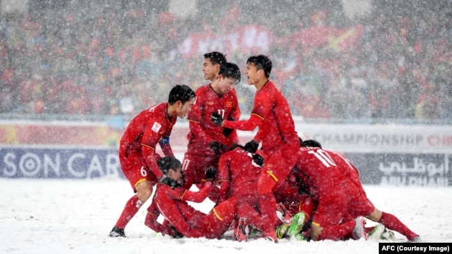 Các tuyển thủ Việt Nam tại giải AFC U23 Championship.