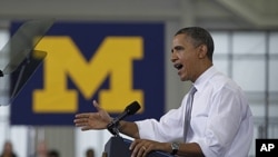 U.S. President Barack Obama delivers remarks on college affordability at the University of Michigan in Ann Arbor, Michigan, January 27, 2012.