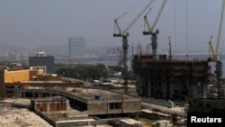 Construction cranes are seen at the "Porto Maravilha," or "Marvelous Port," project in Rio de Janeiro, Brazil, Sept. 23, 2015.