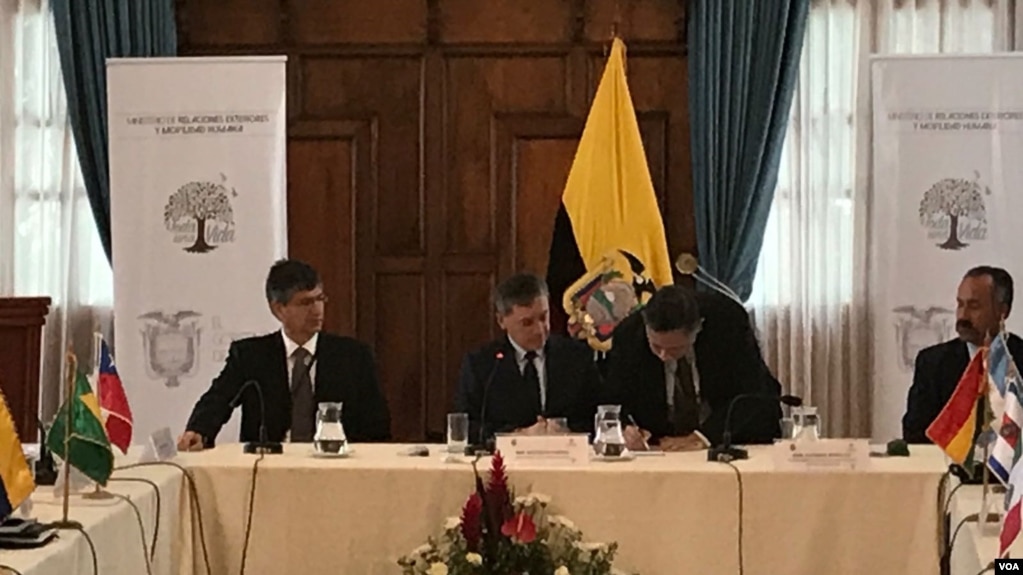 De trece países reunidos, once firmaron la declaración conjunta el martes en la ciudad de Quito, Ecuador.