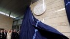 U.S. Treasury Secretary Steven Mnuchin unveils the seal for the new U.S. embassy during the dedication ceremony of the new U.S. embassy in Jerusalem, May 14, 2018.