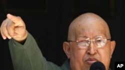 Venezuela's President Hugo Chavez gestures as he delivers a speech to employees of the government palace during a ceremony in Caracas, October 1, 2011.