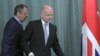 Russia's Foreign Minister Sergey Lavrov (l) and his British counterpart William Hague walk to a press conference after their meeting in Moscow, May 28, 2012 (AP).