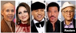FILE - A combination photo showing the 2017 Kennedy Center Honorees, from left, actress, dancer and choreographer Carmen de Lavallade, singer-songwriter and actress Gloria Estefan, hip-hop artist LL COOL J, musician and record producer Lionel Richie and t