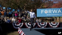 Presidente Barack Obama num comício em New Hampshire