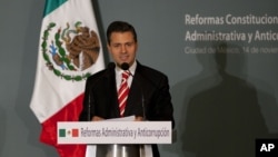 Mexico's President-elect Enrique Pena Nieto delivers a speech during an event in Mexico City, November 14, 2012. 