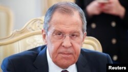 FILE - Russian Foreign Minister Sergei Lavrov attends a meeting with his Colombian counterpart Carlos Holmes Trujillo in Moscow, June 3, 2019. 