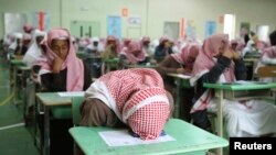 FILE - Secondary school students sit for an exam in Riyadh, Feb. 7, 2009. Media reports suggest students use Captagon to stay alert during exams. 