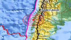 Trung tâm trận động đất nằm ở Thái Bình Dương, cách thị trấn Temuco ở miền bắc trong khu vực Araucania của Chi Lê 70 kilomét