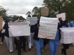 Nurses protest at the United Bulawayo Hospitals in Zimbabwe. (Bathabile Masuku)