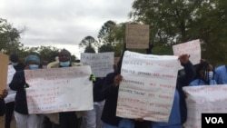 Nurses protest at the United Bulawayo Hospitals in Zimbabwe. (Bathabile Masuku)