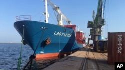 Lady Leyla, a Turkish ship ready to carry humanitarian aid to Gaza following a reconciliation agreement that Turkey reached with Israel, is docked at Mersin port, Turkey, July 1, 2016.