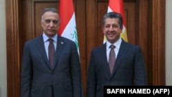 مسرور بارزانی و مصطفی الکاظمی، نخست‌وزیران اقلیم کردستان و عراق. (آرشیو)