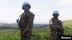 Des casques bleus patrouillant à Goma.