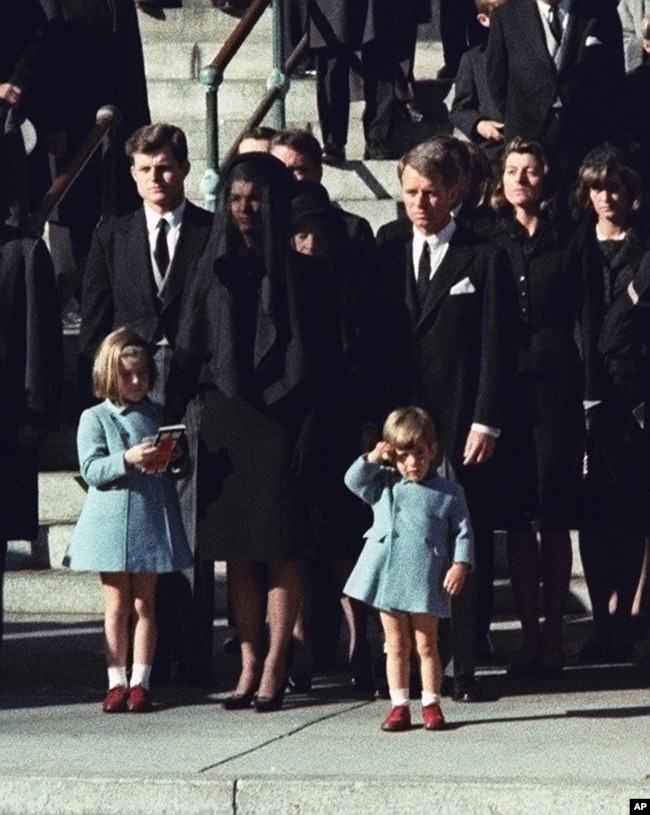 Three-year-old John F. Kennedy Jr. salutes his father's casket in Washington on Nov. 25, 1963. (AP Photo)