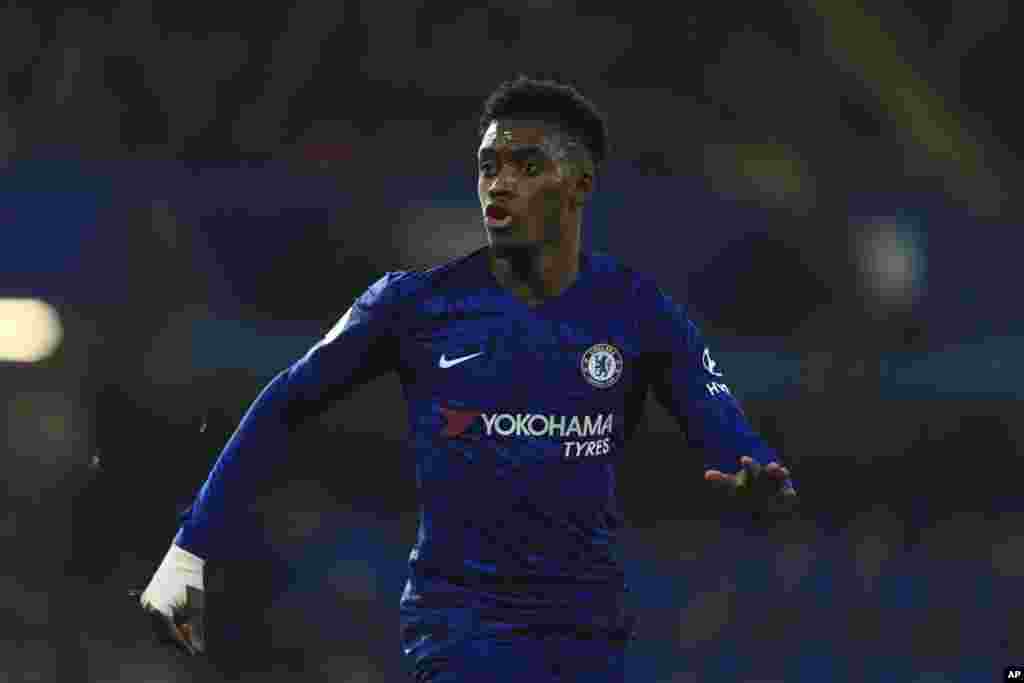 Callum Hudson-Odoi, Chelsea, Forward - Left Winger Chelsea winger Callum Hudson-Odoi was announced to have been a positive COVID-19 case. Hudson-Odoi was the first footballer in the Premier League to have a confirmed instance of the infection. The Chelsea winger 'fully recovered' from coronavirus by the end of March. Photo: Chelsea's Callum Hudson-Odoi during the English Premier League soccer match between Chelsea and Arsenal at Stamford Bridge, in London England, Jan. 21, 2020. (AP Photo/Leila Coker)