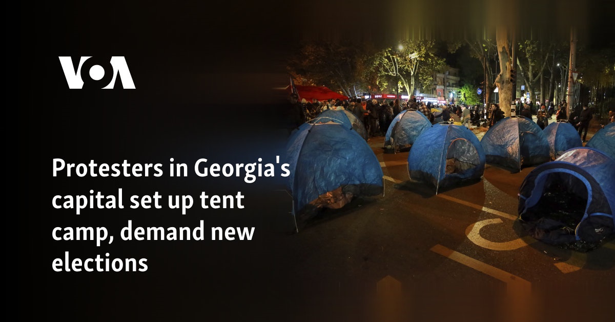 Protesters in Georgia's capital set up tent camp, demand new elections