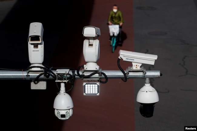 北京街頭密布的監控攝像頭（2020年5月11日）