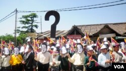 Hundreds of Tibetans gathered at the main square of McLeodganj wearing Panchen Lama's face masks.