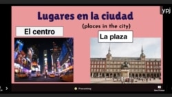 A slide used in Alison Reeves' remote Spanish class this year. (Screenshot courtesy Alison Reeves)