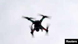 FILE- A camera drone.