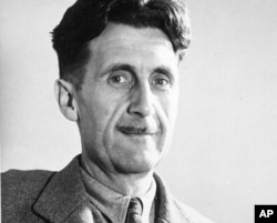 FILE - "1984" by George Orwell, first published in 1949, features a devious government that forces citizens into "doublethink," or simultaneously accepting contradictory versions of the truth.