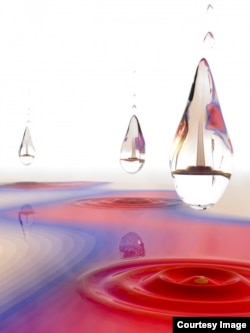 A quantum droplet -- or dropleton -- is a liquid-like particle created by light. (Brad Baxley/JILA)