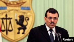 Tunisia's Prime Minister-designate Ali Larayedh speaks during a news conference after his meeting with Tunisia's President Moncef Marzouki (not seen) in Tunis, March 7, 2013.