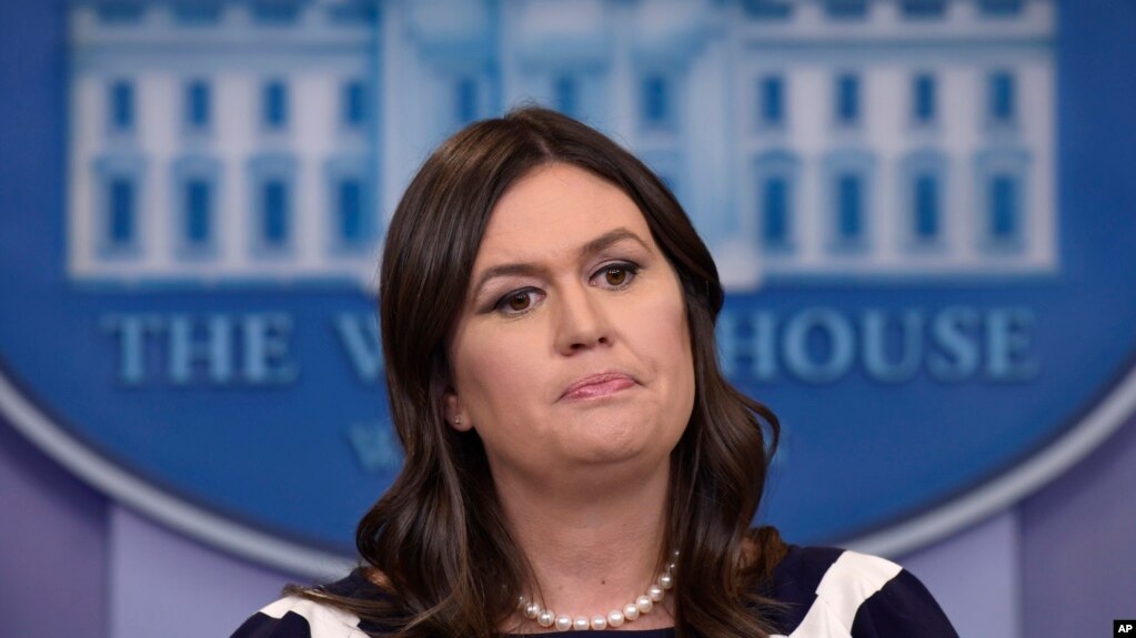 Phát ngôn viên Tòa Bạch Ốc Sarah Huckabee Sanders tại họp báo hôm 11/5