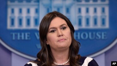 Phát ngôn viên Tòa Bạch Ốc Sarah Huckabee Sanders tại họp báo hôm 11/5