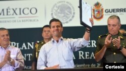 Enrique Peña Nieto anuncia plan de reactivación económica en Acapulco y pide a aerolíneas bajen sus tarifas para promover visitas a Acapulco. [Foto: Cortesía, Gobierno mexicano].