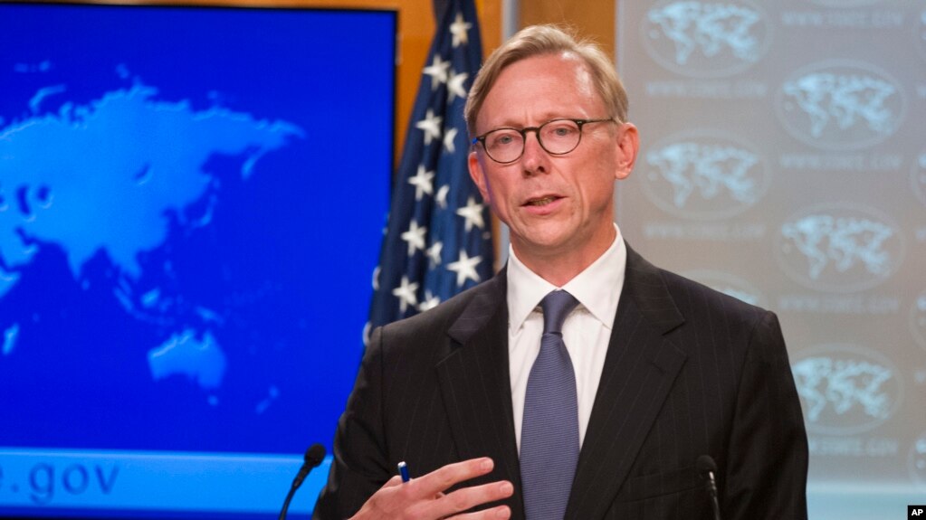 Brian Hook, special representative for Iran, speaks about the creation of the Iran Action Group at the State Department, in Washington, Aug. 16, 2018.