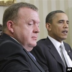 President Barack Obama meets with Danish PMr Lars Lokke Rasmussen at the White House, March 14, 2011