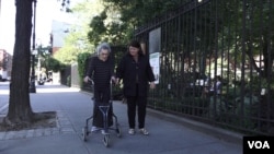 Ruth Levine, left, and Betsy Randolph outside Jefferson Market Garden in New York's Greenwich Village.