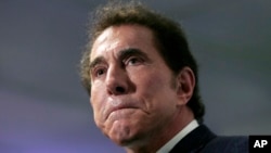 FILE - Casino mogul Steve Wynn, pictured in Medford, Mass., March 15, 2016, is appealing a lower-court dismissal of his defamation suit against The Associated Press and one of its journalists involving allegations of sexual assault against him.