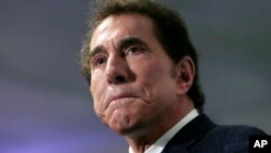 FILE - This March 15, 2016, file photo, shows casino mogul Steve Wynn at a news conference in Medford, Massachusetts. Wynn Resorts is denying multiple allegations of sexual harassment and assault by its founder Steve Wynn.
