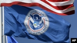 FILE - The Department of Homeland Security flag.