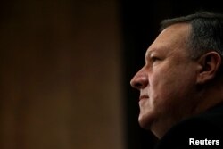 CIA Director Mike Pompeo testifies before a Senate Foreign Relations Committee confirmation hearing on Pompeo's nomination to be secretary of state on Capitol Hill in Washington, April 12, 2018.