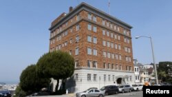 FILE - The Russian Consulate in San Francisco is pictured Sept. 1, 2017. 