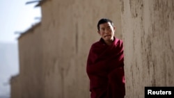 A Tibetan monk pictured at Labrang monastery in Xiahe county, Gansu Province, China, February 21, 2012. 