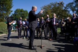 White House Chief of Staff Mark Meadows speaks to the media after U.S. President Donald Trump announced that he and U.S. first lady Melania Trump have both tested positive for the coronavirus disease (COVID-19) in Washington, Oct, 2, 2020.