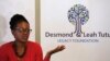 FILE - Reverend Mpho Tutu, the daughter of retired South African Archbishop Desmond Tutu, speaks to media during a press briefing in Cape Town, South Africa, Aug. 18, 2015. 