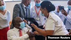 FILE PHOTO: COVID-19 vaccination at Khayelitsha Hospital near Cape Town