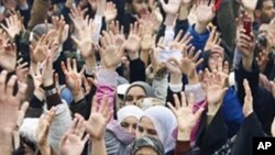 Manifestantes em Rabat